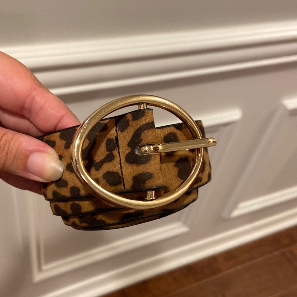 Ann Taylor Leopard Belt with Gold hardware